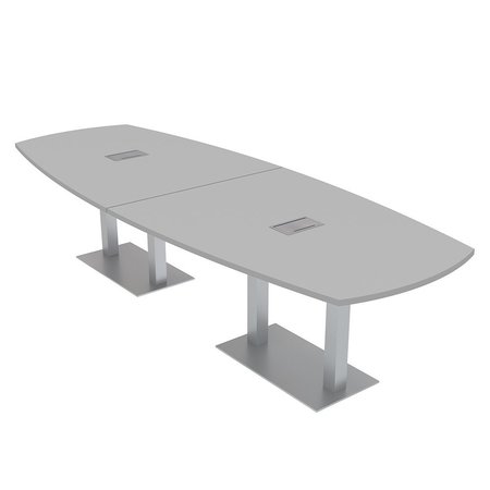 SKUTCHI DESIGNS 12Ft Modular Conference Table Metal Bases, Power Data, Arc Boat, 12 Person Table, Light Gray HAR-ABOT-46X143-DOU-ELEC-XD01